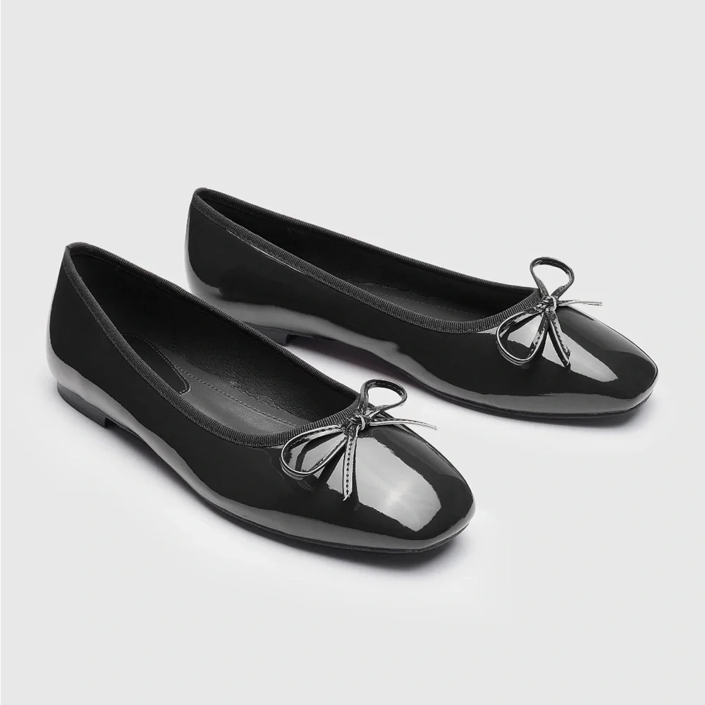 Cider | Shoes | Cider Womens 39 Faux Patent Leather Bow Decor Square Toe  Ballet Mary Jane Flats | Poshmark